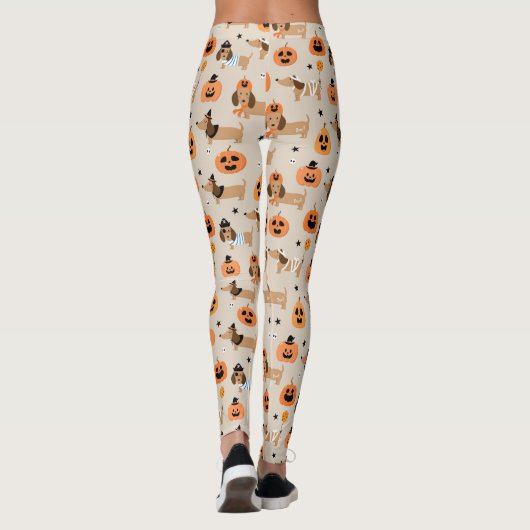 Teckels in Halloween kostuums patroon Leggings (Achterkant)