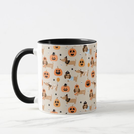 Teckels in Halloween kostuums patroon Mok (Links)