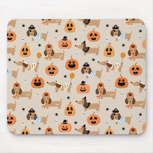 Teckels in Halloween kostuums patroon Muismat (Voorkant)