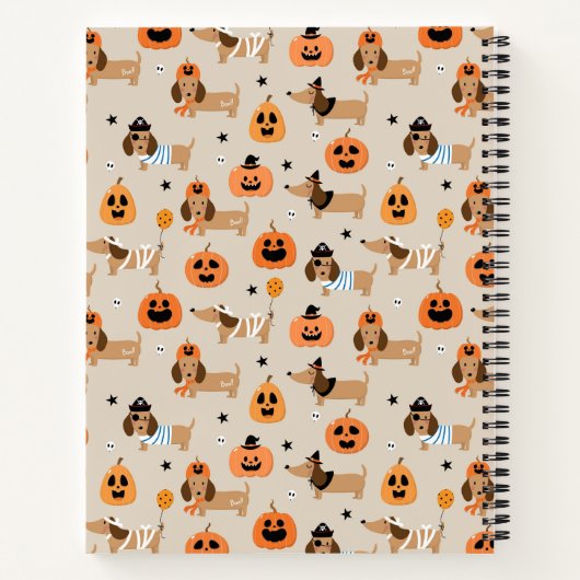Teckels in Halloween kostuums patroon Notitieboek (Achterkant)