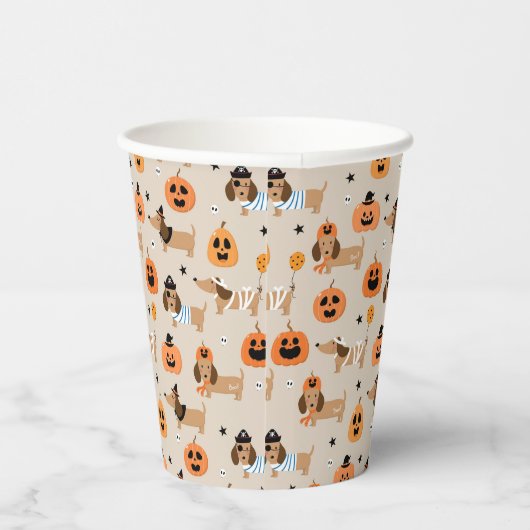 Teckels in Halloween kostuums patroon Papieren Bekers (Rechts)
