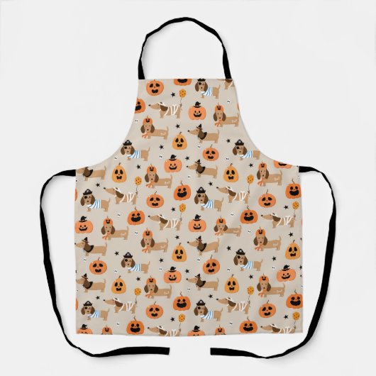 Teckels in Halloween kostuums patroon Schort (Voorkant)