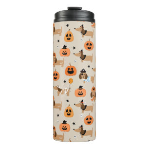 Teckels in Halloween kostuums patroon Thermosbeker