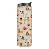 Teckels in Halloween kostuums patroon Thermosbeker (Gedraaid links)
