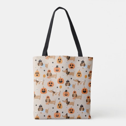 Teckels in Halloween kostuums patroon Tote Bag (Achterkant)