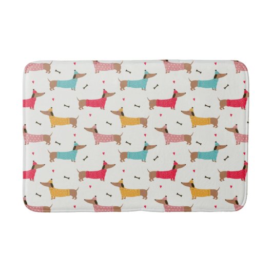 Teckels in Truien Vakantiepatroon Badmat (Voorkant)