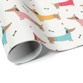 Teckels in Truien Vakantiepatroon Cadeaupapier (Rol Hoek)
