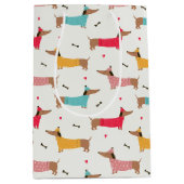 Teckels in Truien Vakantiepatroon Medium Cadeauzakje (Voorkant)