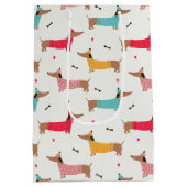 Teckels in Truien Vakantiepatroon Medium Cadeauzakje (Achterkant)