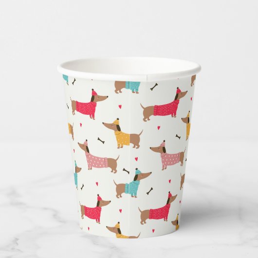Teckels in Truien Vakantiepatroon Papieren Bekers (Rechts)
