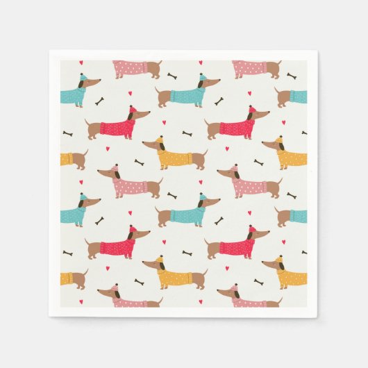 Teckels in Truien Vakantiepatroon Servet (Voorkant)