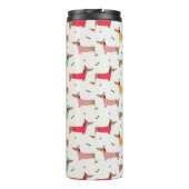 Teckels in Truien Vakantiepatroon Thermosbeker (Achterkant)