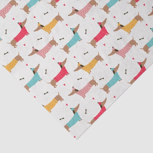 Teckels in Truien Vakantiepatroon Tissuepapier (Detail)