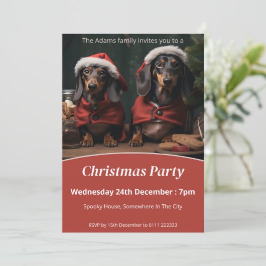 Teckels kerstfeest kaart (Staand voorkant)