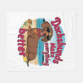 Teckels maken alles beter fleece deken (Voorkant (Horizontaal))