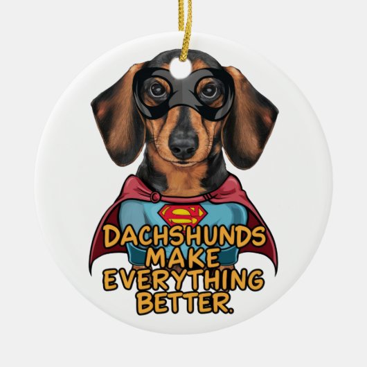 Teckels maken alles beter keramisch ornament (Voorkant)