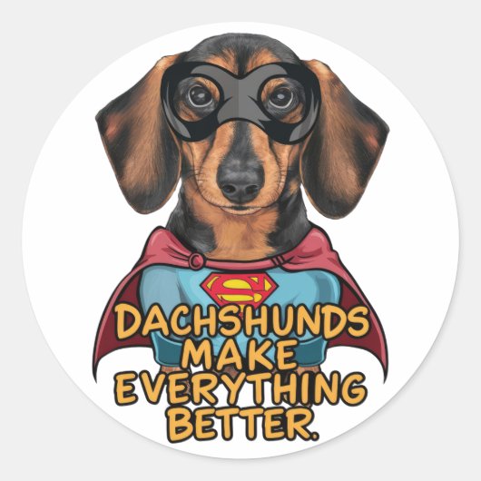 Teckels maken alles beter ronde sticker (Voorkant)