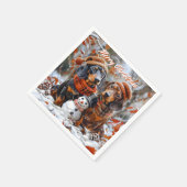 Teckels met Snowman Kerstmis Servet (Hoek)