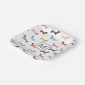 Teckels Patroon Kleurrijke partij Monogrammed Papieren Bordje (Gebogen)