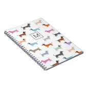 Teckels Patroon Stijlvol Kleurrijke Monogrammed Notitieboek (Rechterzijde)