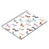 Teckels Patroon Stijlvol Kleurrijke Monogrammed Notitieboek (Linkerzijde)