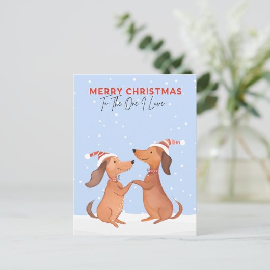 Teckels Worst Dogs One I Love Merry Christmas Briefkaart (Staand voorkant)