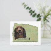 Teckle/Dachshund in de groenen Briefkaart (Staand voorkant)