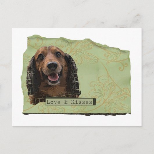 Teckle/Dachshund in de groenen Briefkaart (Voorkant)