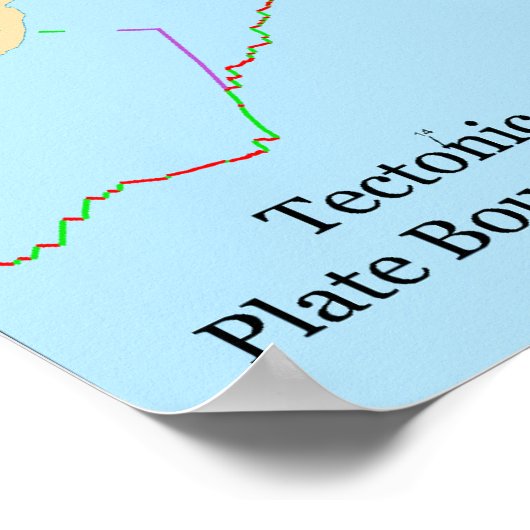 Tectonische Borden en Wereldkaart van bewegingssch Poster (Hoek)