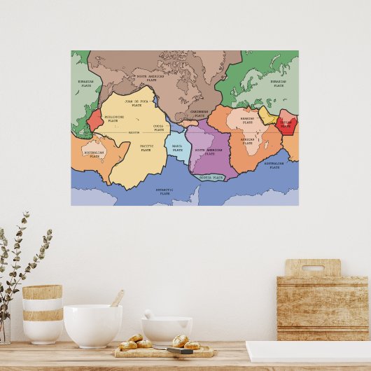 Tectonische borden van het aarddiagram poster (Keuken)