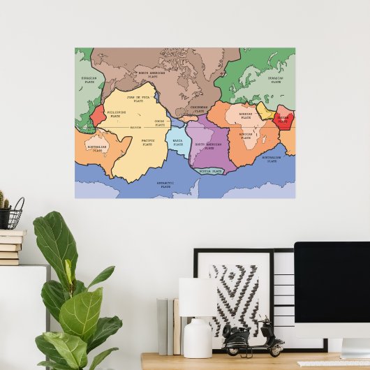 Tectonische borden van het aarddiagram poster (Thuiskantoor)