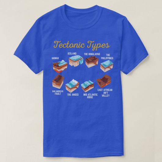 Tectonische typen t-shirt (Design voorkant)