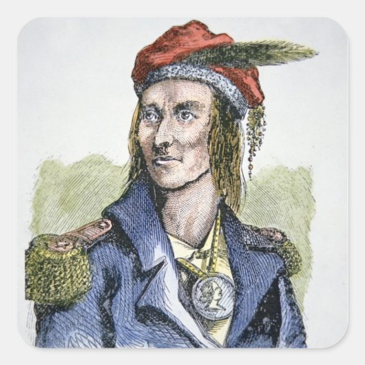 Tecumseh (1768-1813) (gekleurd) vierkante sticker (Voorkant)