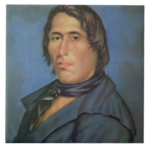 Tecumseh (1768-1813) (olie op canvas) tegeltje
