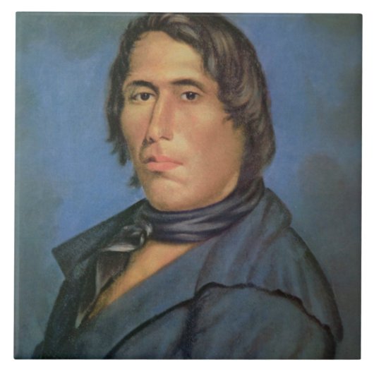 Tecumseh (1768-1813) (olie op canvas) tegeltje (Voorkant)