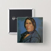 Tecumseh (1768-1813) (olie op canvas) vierkante button 5,1 cm (Voorkant /achterkant)