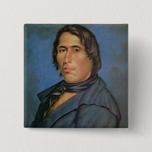 Tecumseh (1768-1813) (olie op canvas) vierkante button 5,1 cm (Voorkant)