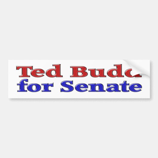 Ted Budd for Senate met rode blauwe tekst Bumpersticker (Voorkant)
