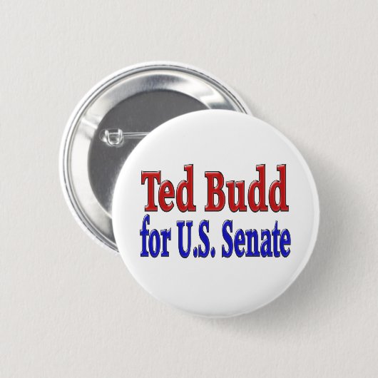 Ted Budd for Senate met rode blauwe tekst Ronde Button 5,7 Cm (Voorkant /achterkant)