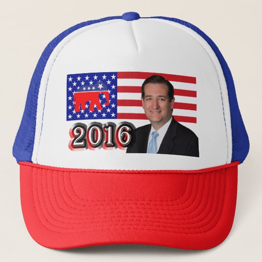 Ted Cruz 2016 - Amerikaanse vlag & olifant Trucker Pet (Voorkant)