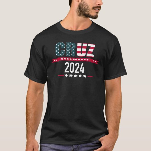 Ted Cruz 2024 voor President American USA Flag T-shirt (Voorkant)