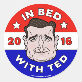 Ted Cruz Sticker, In bed met Ted 2016 Ronde Sticker