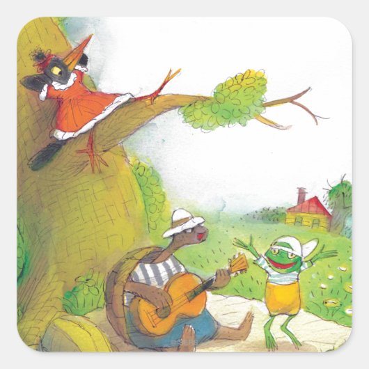 Ted, Ed en Caroll The Picnic 1 Vierkante Sticker (Voorkant)