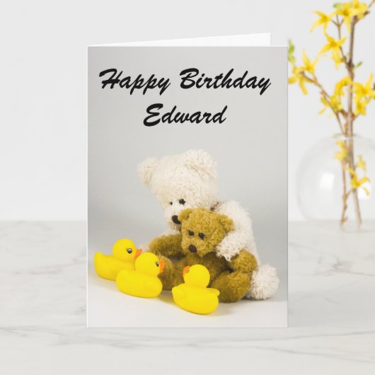 Ted en de Ducks Verjaardag Kaart (Gele Bloem)