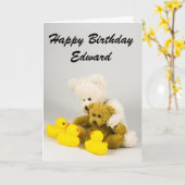 Ted en de Eenden Verjaardagskaart Kaart (Gele Bloem)