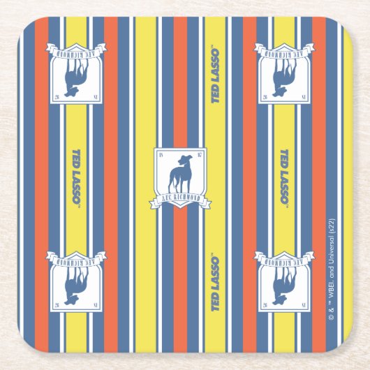 Ted Lasso | AFC Richmond Logo Stripe Pattern Kartonnen Onderzetters (Voorkant)