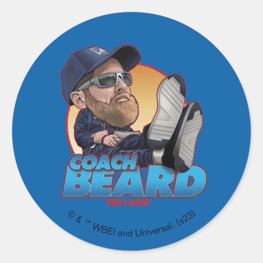 Ted Lasso | Coach Beard Bobblehead Ronde Sticker (Voorkant)