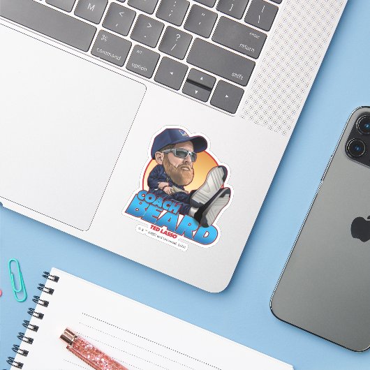 Ted Lasso | Coach Beard Bobblehead Sticker (Laptop met iPhone)