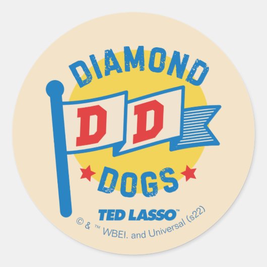 Ted Lasso | Diamond Dogs Pennant Graphic Ronde Sticker (Voorkant)