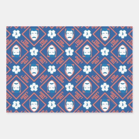 Ted Lasso | Face en Ball Diamond Pattern Inpakpapier Vel (Voorkant)